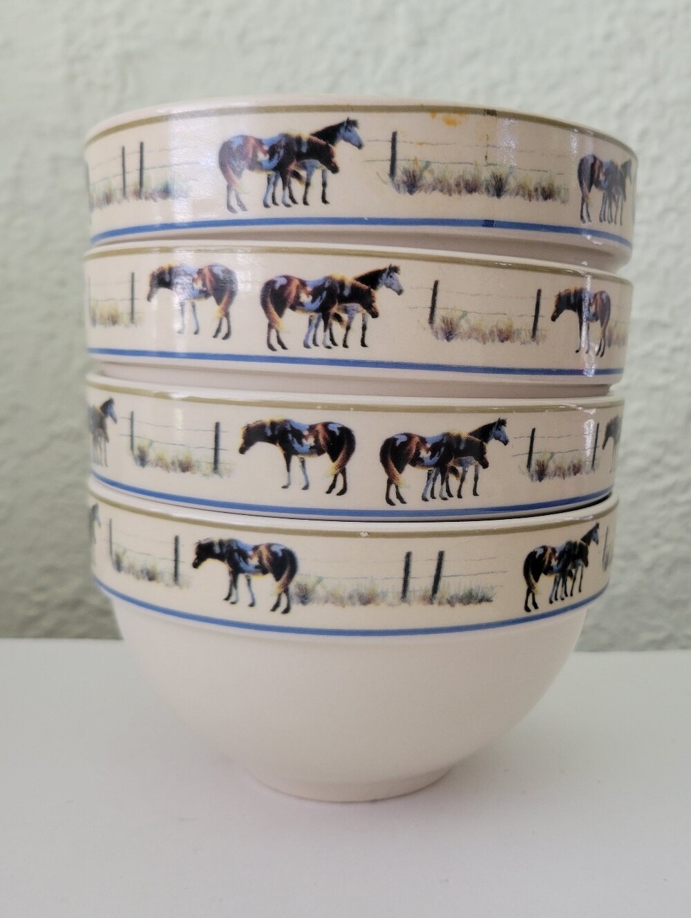 J.Q. Outdoors For Rivers Edge Quarter Horse Cereal Soup Bowl Set Of 4
